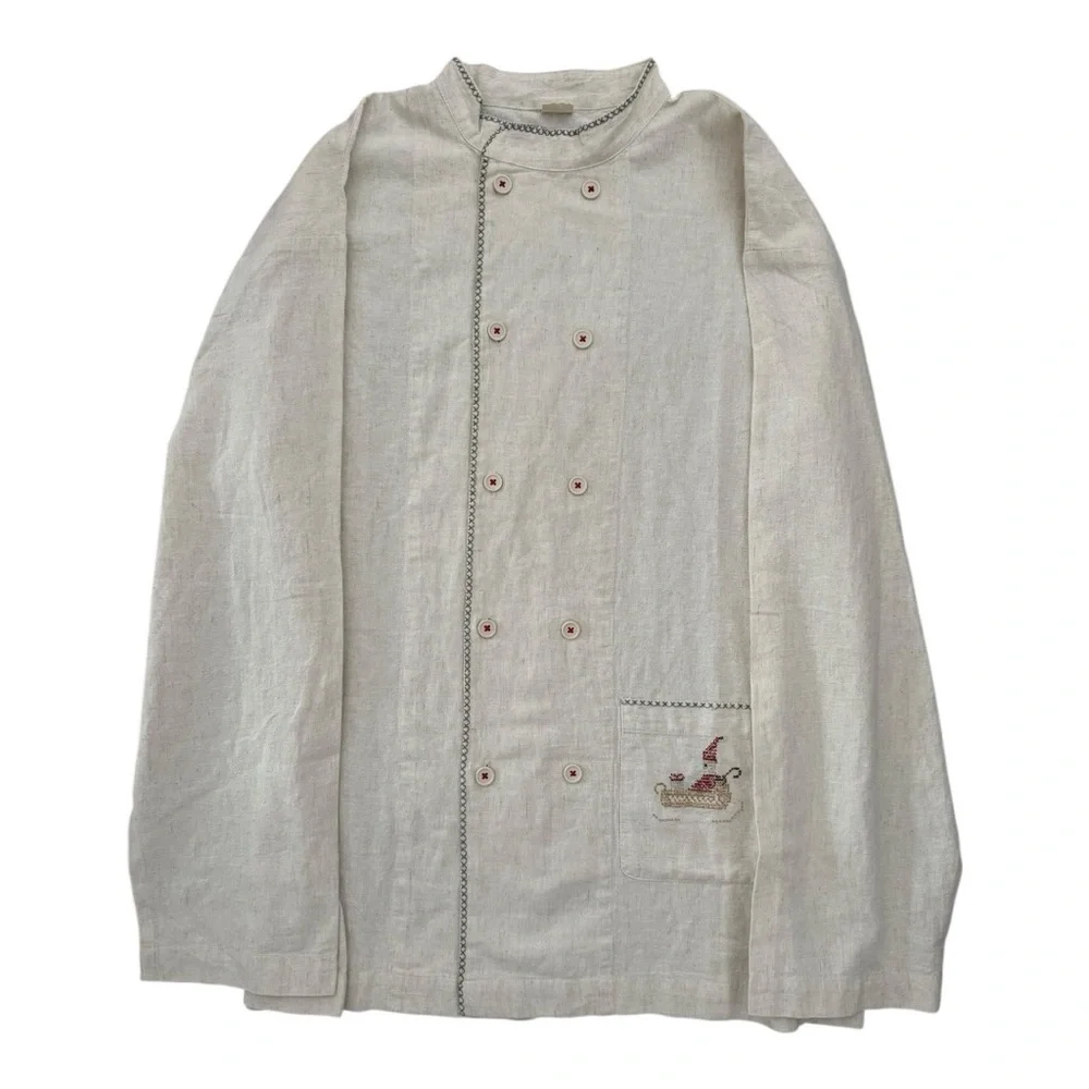 ZARA Home Embroidered Linen Christmas Jacket L - Picture 7 of 7